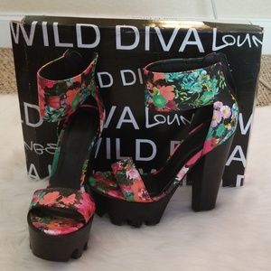 Floral Platform Heel